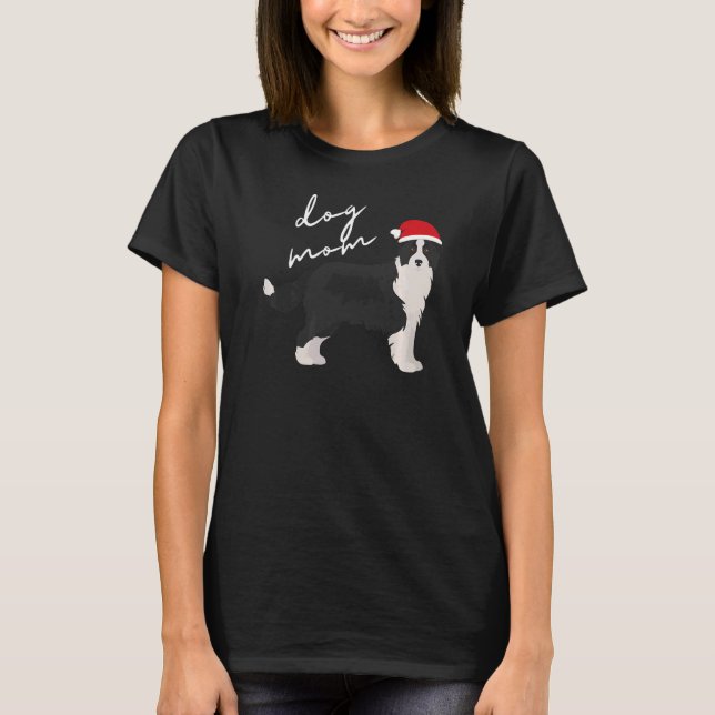 Camiseta Cachorro Negro e Branco australiano Cachorro Mãe C (Frente)