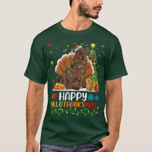 Camiseta Cachorro Negro Feliz Cachorro da Terra Nova Olá Ob