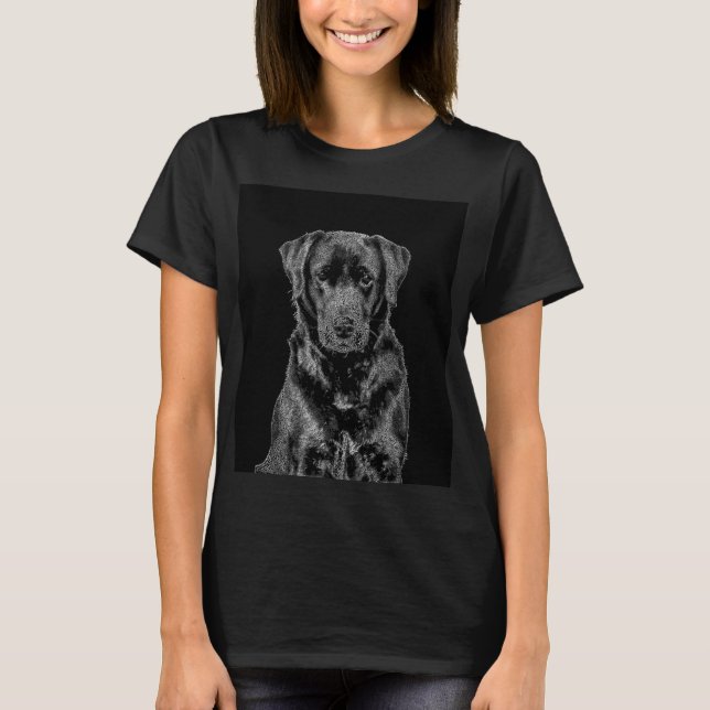 Camiseta Cachorro Negro-Labrador Cachorro-Bonito (Frente)