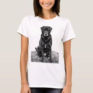 Camiseta Cachorro Negro-Labrador Cachorro-Bonito