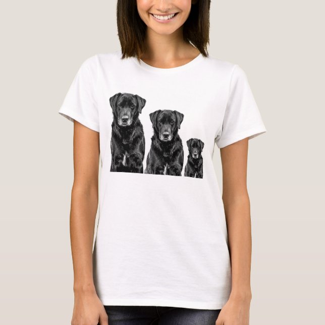 Camiseta Cachorro Negro-Labrador Cachorro Cachorro Cachorro (Frente)