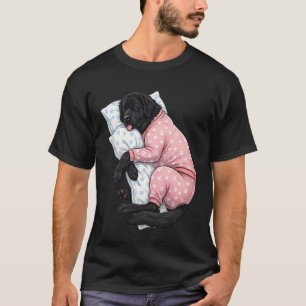 Camiseta Cachorro Newfoundland Fofo Dormindo de Pijama Hora