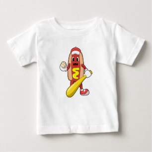 Camiseta Cachorro no Baseball com Baco-Beisebol
