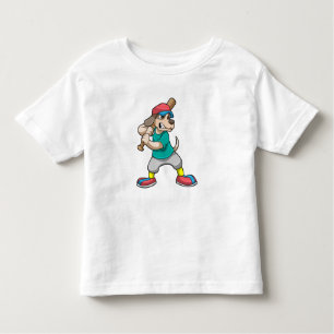 Camiseta Cachorro no Baseball com bastão de beisebol