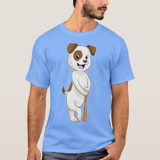 Camiseta Cachorro no Baseball com bastão de beisebol