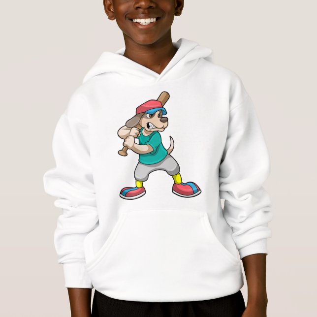 Camiseta Cachorro no Baseball com bastão de beisebol (Frente)