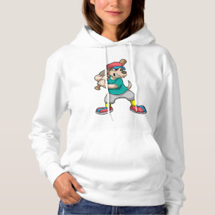 Camiseta Cachorro no Baseball com bastão de beisebol