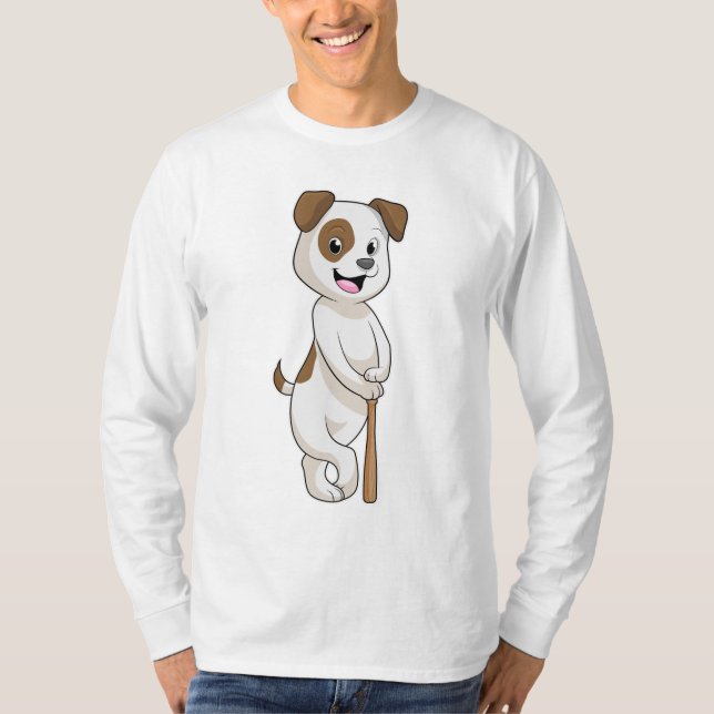 Camiseta Cachorro no Baseball com bastão de beisebol (Frente)