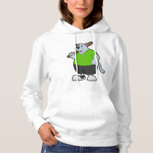Camiseta Cachorro no Baseball com bastão de beisebol