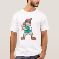 Cachorro no Baseball com bastão de beisebol