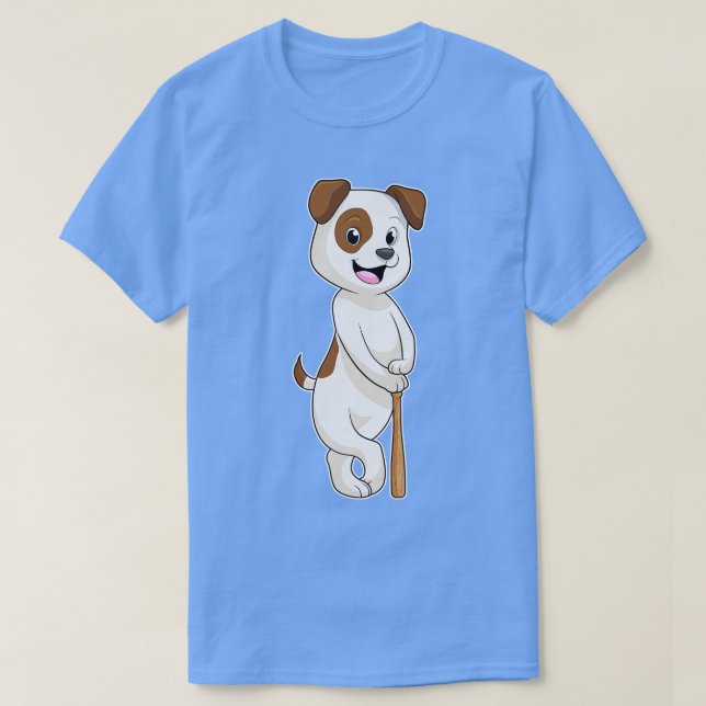Camiseta Cachorro no Baseball com bastão de beisebol (Frente do Design)