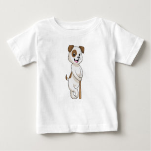 Camiseta Cachorro no Baseball com bastão de beisebol