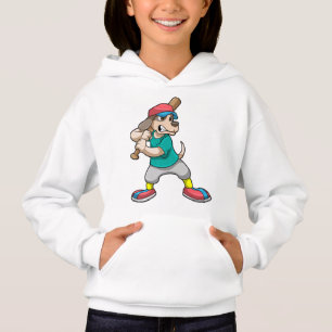 Camiseta Cachorro no Baseball com bastão de beisebol