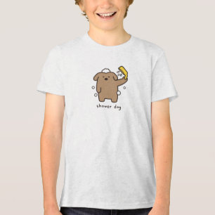 Camiseta Cachorro no Chuveiro Poodle Marrom Tempo de Banho