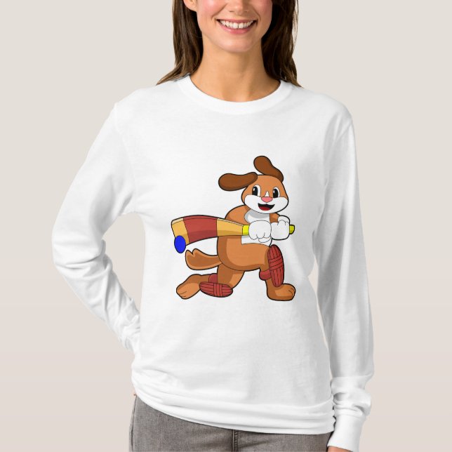 Camiseta Cachorro no Cricket com morcego de Cricket (Frente)