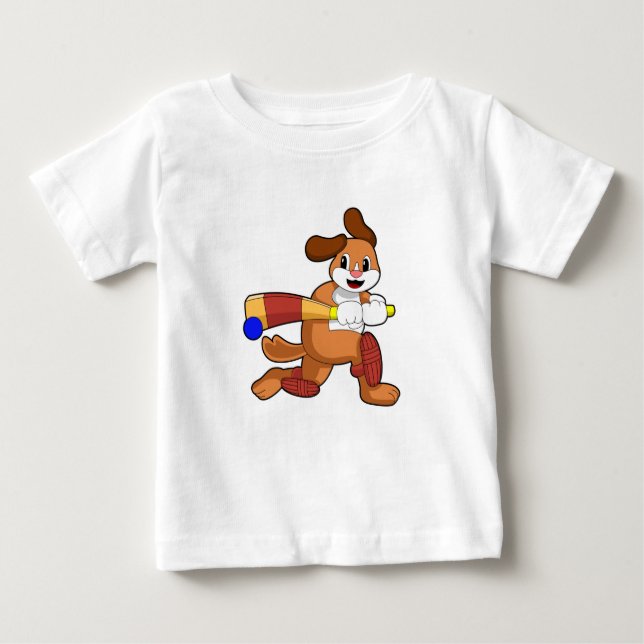 Camiseta Cachorro no Cricket com morcego de Cricket (Frente)