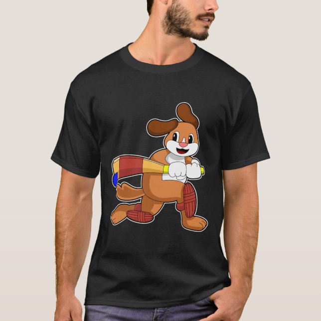 Camiseta Cachorro no Cricket com morcego de Cricket (Frente)