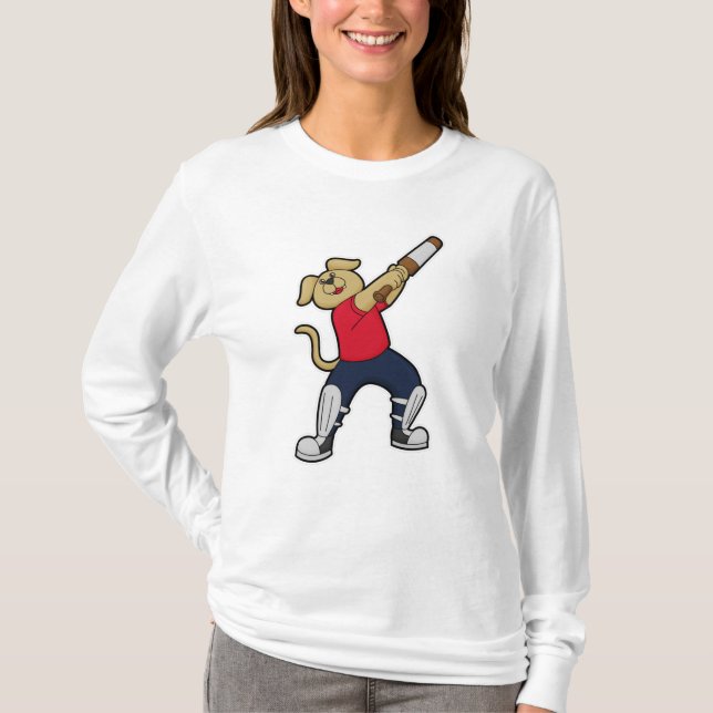 Camiseta Cachorro no Cricket com morcego de Cricket (Frente)