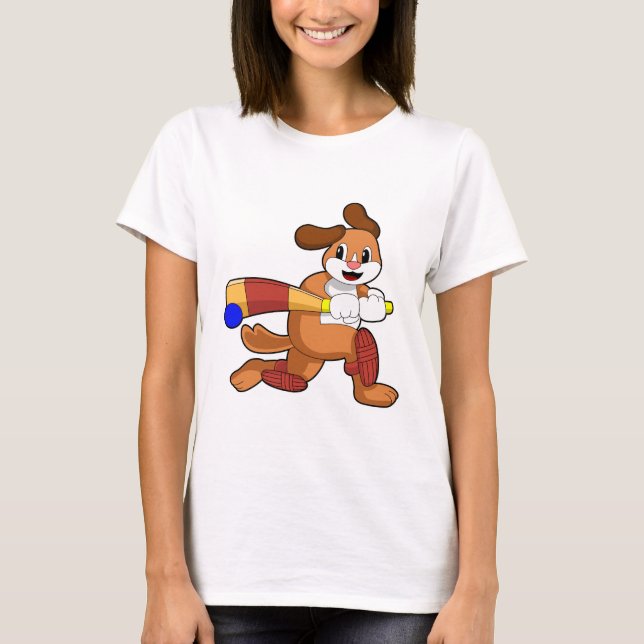 Camiseta Cachorro no Cricket com morcego de Cricket (Frente)