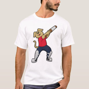 Camiseta Cachorro no Cricket com morcego de Cricket