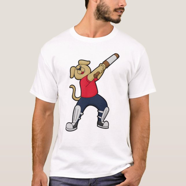 Camiseta Cachorro no Cricket com morcego de Cricket (Frente)
