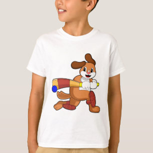 Camiseta Cachorro no Cricket com morcego de Cricket