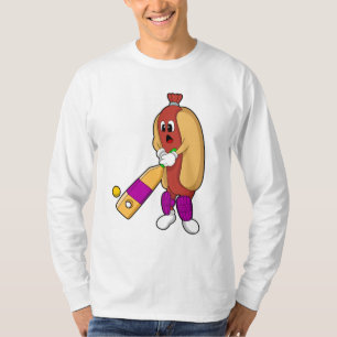 Camiseta Cachorro no Cricket com morcego de Cricket
