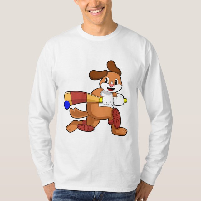 Camiseta Cachorro no Cricket com morcego de Cricket (Frente)