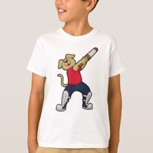 Camiseta Cachorro no Cricket com morcego de Cricket