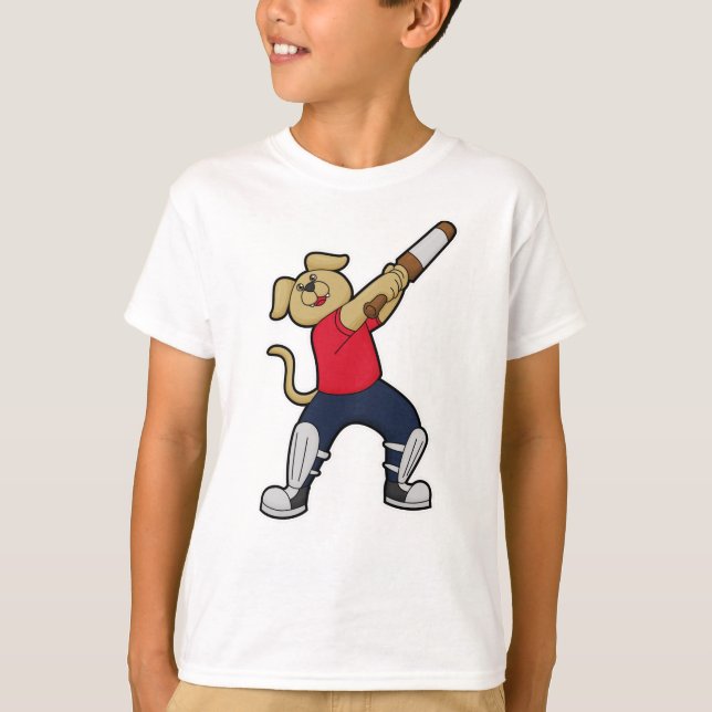 Camiseta Cachorro no Cricket com morcego de Cricket (Frente)
