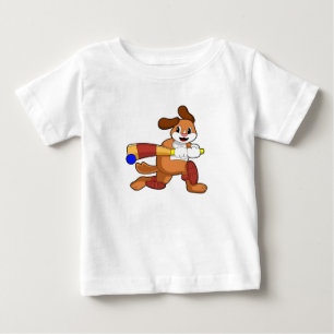 Camiseta Cachorro no críquete com taco de críquete
