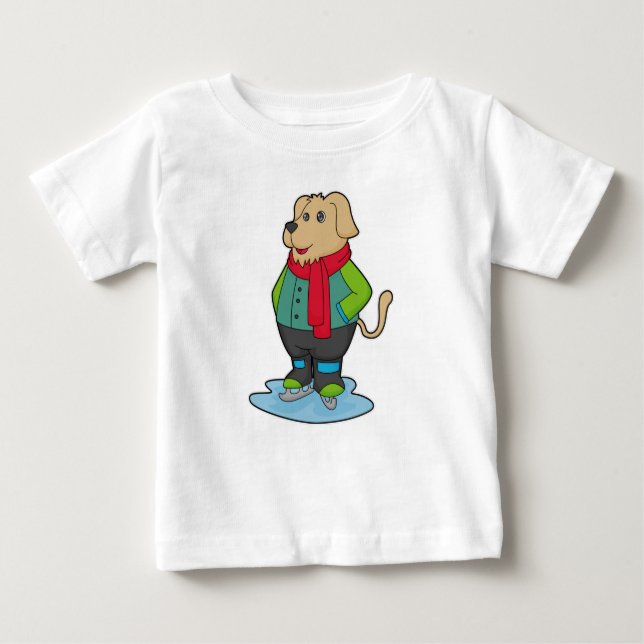 Camiseta Cachorro no gelo com skates de gelo (Frente)