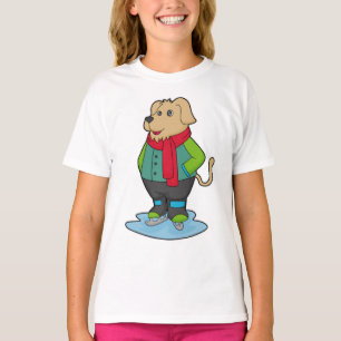 Camiseta Cachorro no gelo com skates de gelo