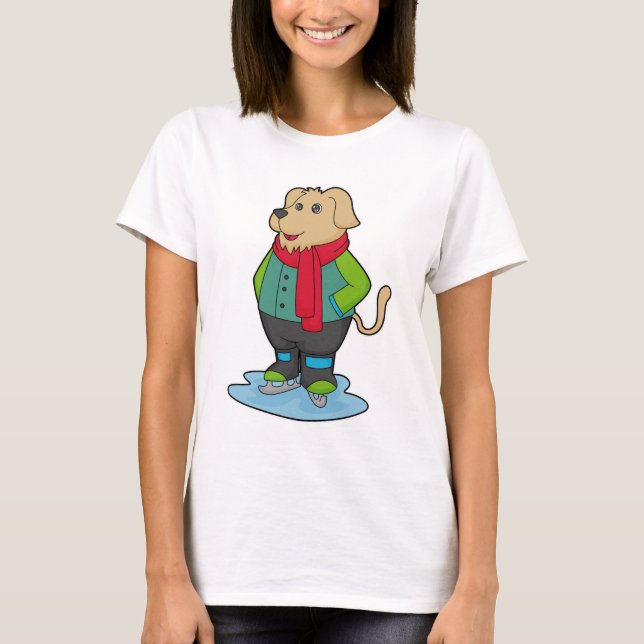 Camiseta Cachorro no gelo com skates de gelo (Frente)