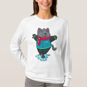 Camiseta Cachorro no gelo com skates de gelo e escarpa