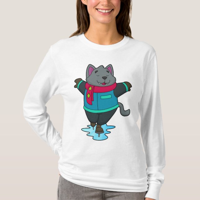 Camiseta Cachorro no gelo com skates de gelo e escarpa (Frente)