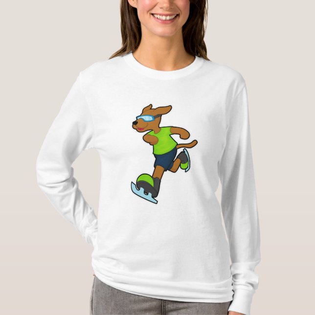 Camiseta Cachorro no gelo patinando com óculos (Frente)