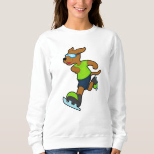 Camiseta Cachorro no gelo patinando com óculos