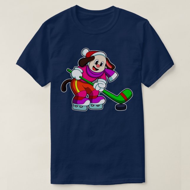 Camiseta Cachorro no hóquei em gelo com Pata de Hóquei em G (Frente do Design)