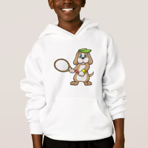 Camiseta Cachorro no Tênis com Raquete de Tênis & Boné