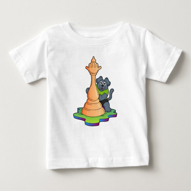 Camiseta Cachorro no xadrez com peça de xadrez Rainha (Frente)