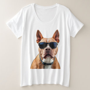 Camiseta Cachorro nos óculos de sol Camisa-T básica de tama