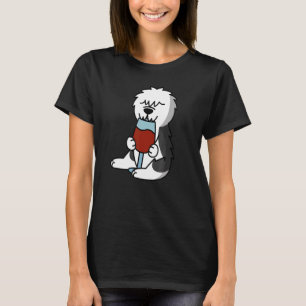 Camiseta Cachorro Old English Sheepdog Bebendo Vinho