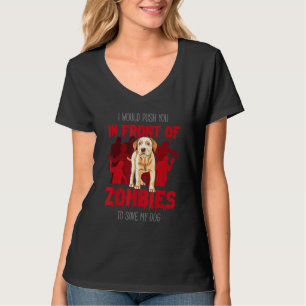 Camiseta Cachorro Ou Eu O Empurraria Na Frente Dos Zumbis P