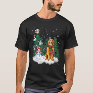 Camiseta Cachorro ouro de Natal Snowman Árvore P