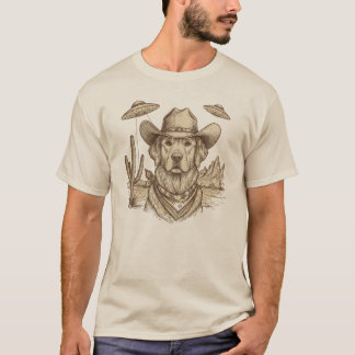 Camiseta Cachorro OVNI Alien Ocidental Engraçado