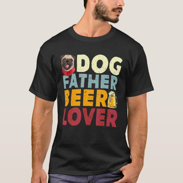 Camiseta Cachorro Padre Beer Bebendo Engraçado Feliz Dia do (Frente)