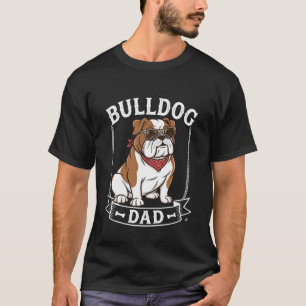 Camiseta Cachorro Papai Bulldog Óculos de Sol Bandana