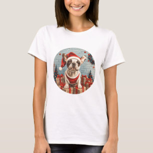 Camiseta Cachorro Papai noel francês de Natal