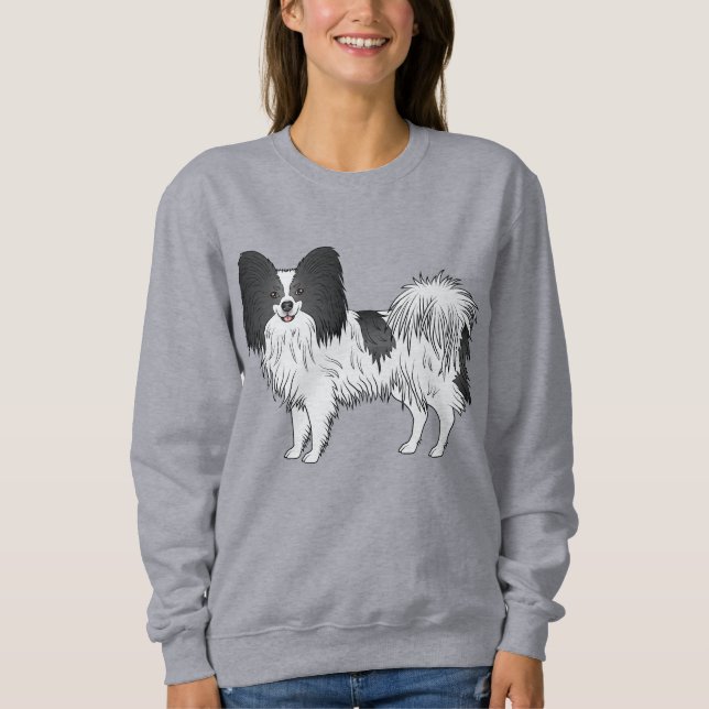 Camiseta Cachorro Papillon Preto e Branco da Raça Brinquedo (Frente)